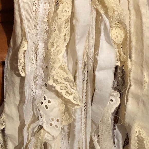 #7442 Giant Tassel Vintage Lace Muslin Calico Beaded Top Keys Beads - Picture 9 of 14